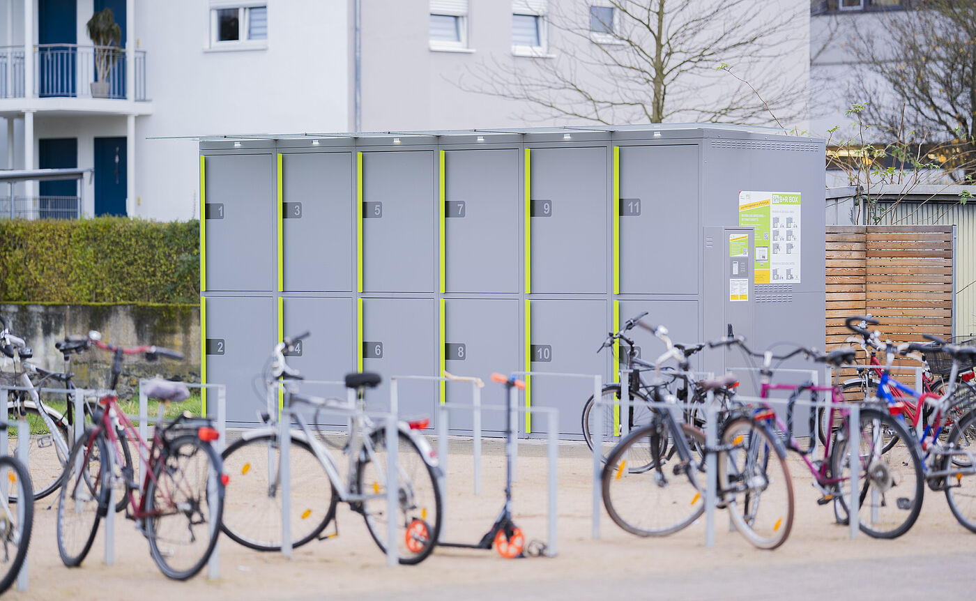 Kienzler Doppelstockbox Leverkusen Fahrradabstellboxen der Firma Kienzler